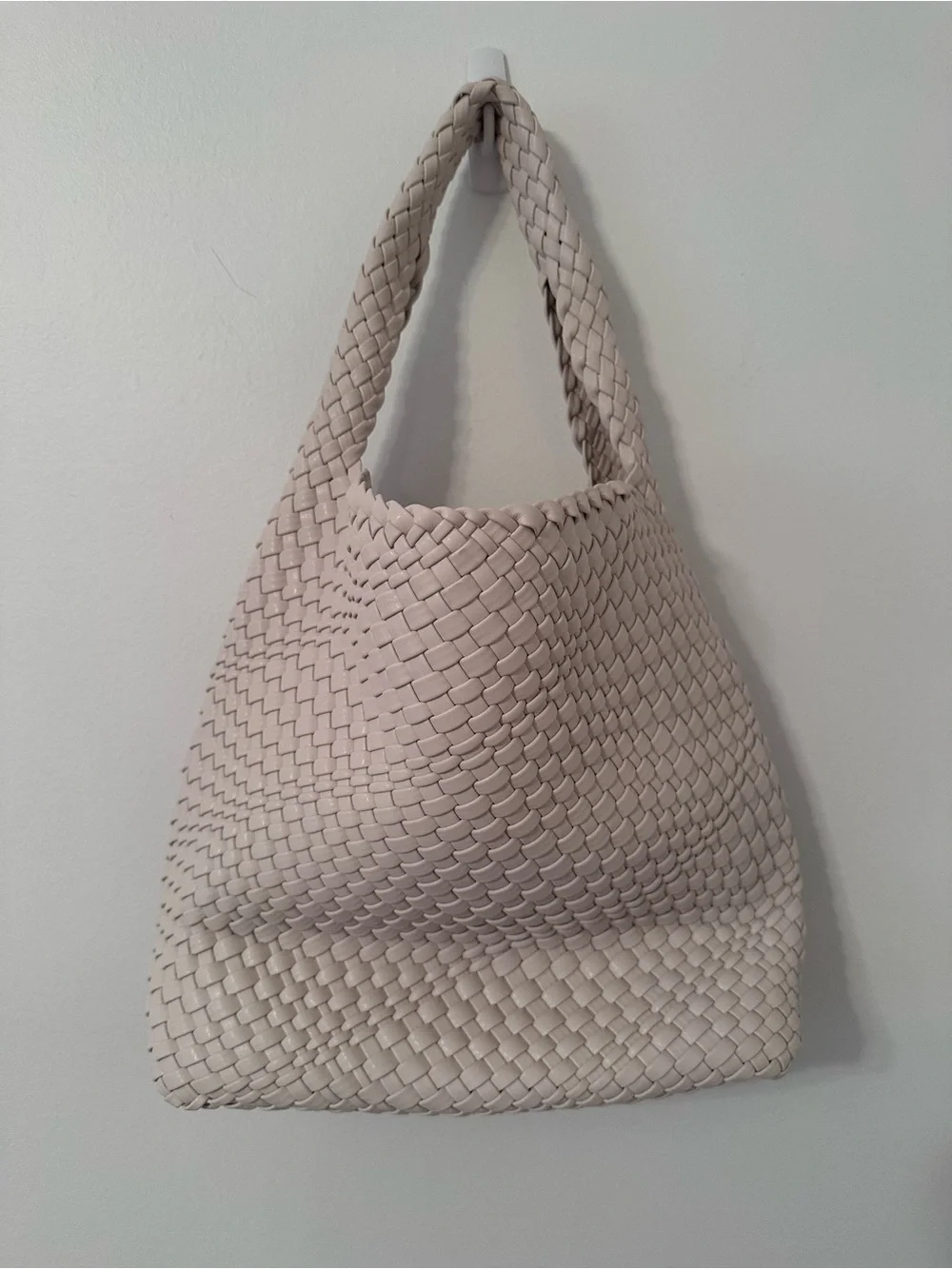Woven Hobo Shoulder Bag - Cream